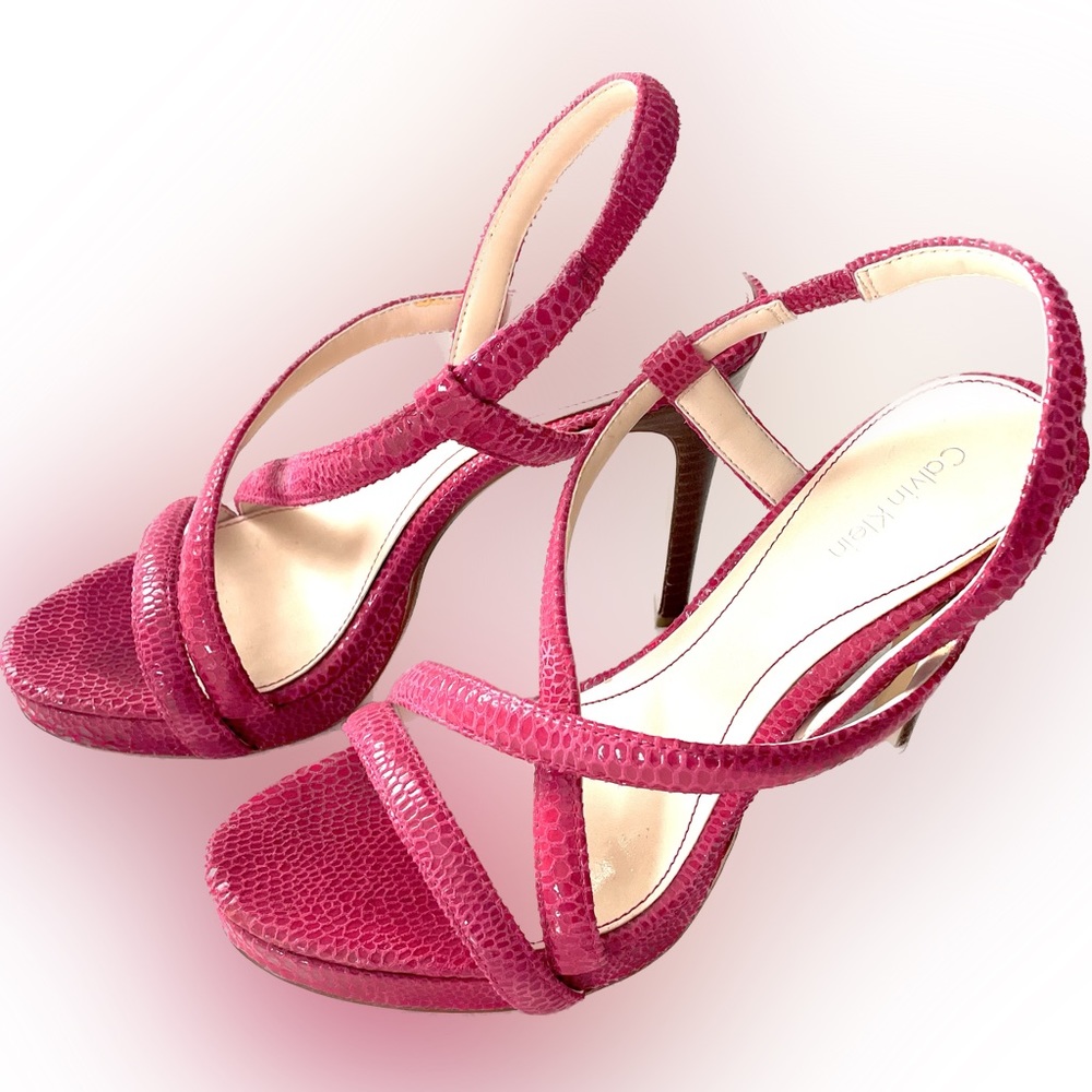 Sexy hot pink heels. 4.5 inch heel. Calvin Klein. Worn once.